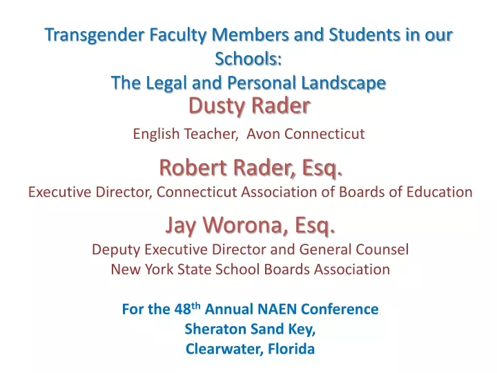 transgender faculty members and students in our schools the legal and personal landscape