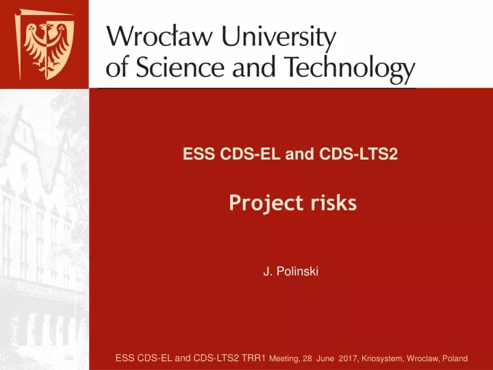 ess cds el and cds lts2 project risks