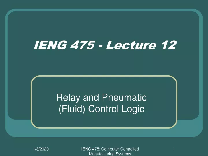 ieng 475 lecture 12