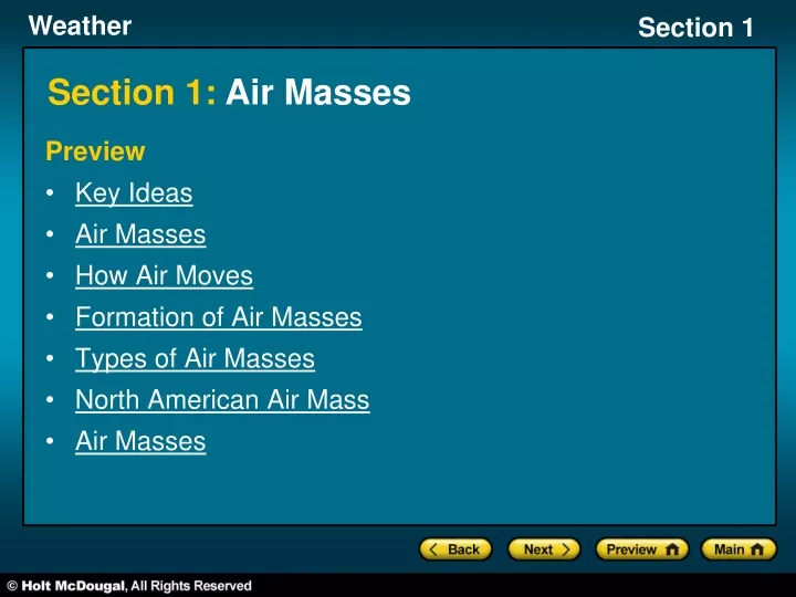 section 1 air masses