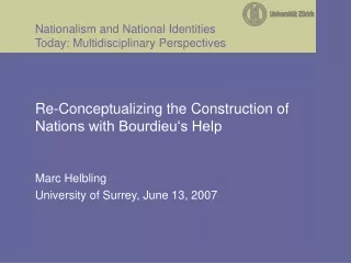 Nationalism and National Identities Today: Multidisciplinary Perspectives