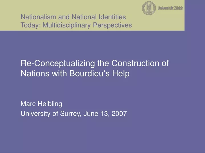 nationalism and national identities today multidisciplinary perspectives