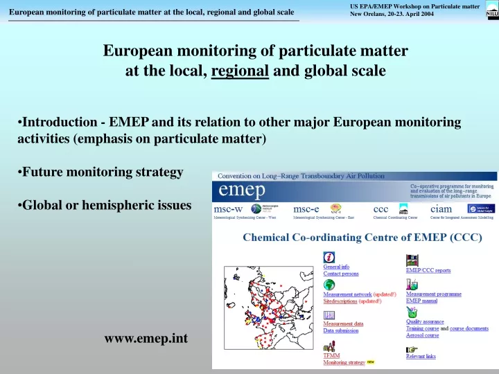 european monitoring of particulate matter