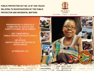 Presentation to Portfolio Committee on Justice and Constitutional development AdV  T Madonsela