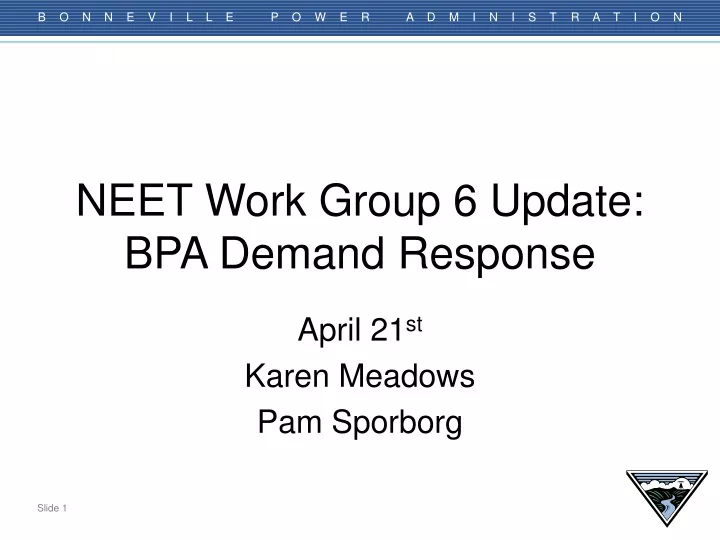 neet work group 6 update bpa demand response