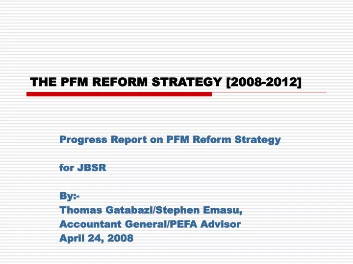 the pfm reform strategy 2008 2012