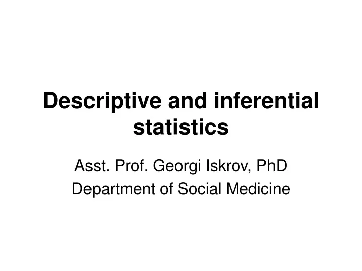 descriptive and inferential statistics
