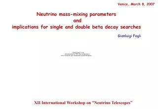 Neutrino mass-mixing parameters  and  implications for single and double beta decay searches