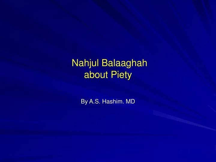 nahjul balaaghah about piety