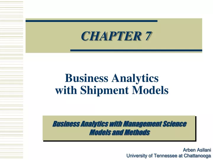 business analytics with shipment models