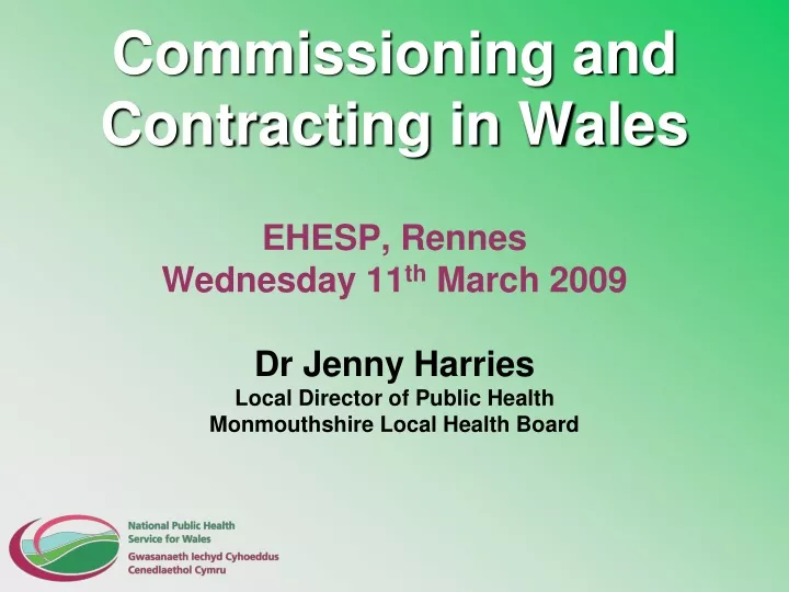 commissioning and contracting in wales ehesp