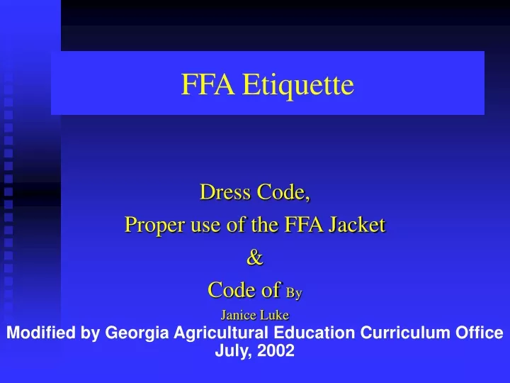 PPT - FFA Etiquette PowerPoint Presentation, free download - ID:9484690
