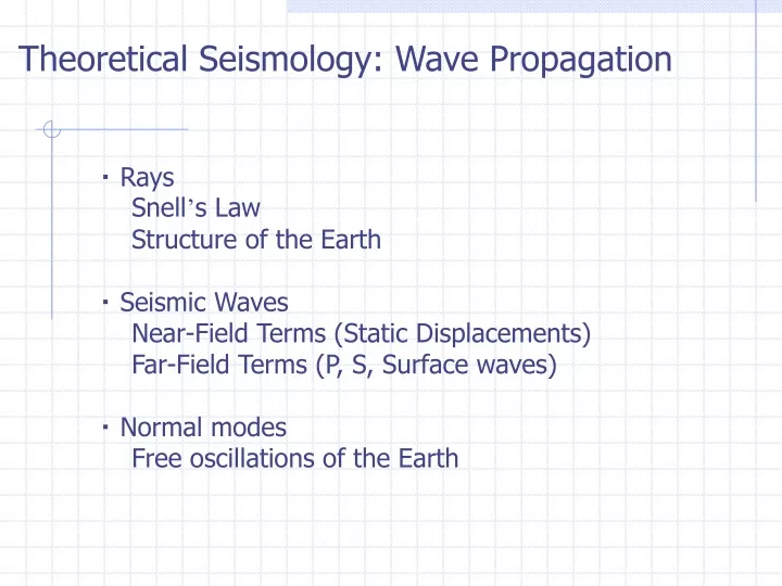 theoretical seismology wave propagation