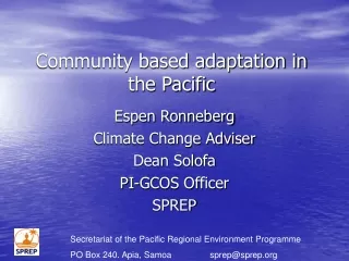 Community based adaptation in the Pacific