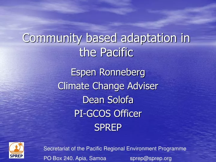 community based adaptation in the pacific