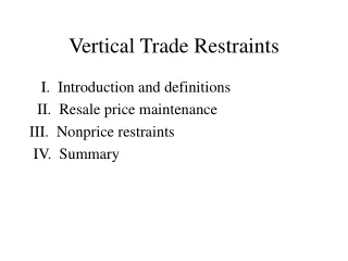 Vertical Trade Restraints