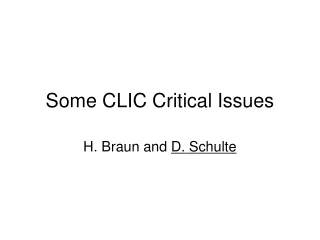 Some CLIC Critical Issues