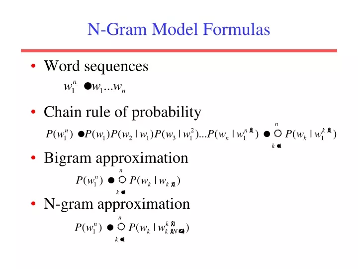 n gram model formulas