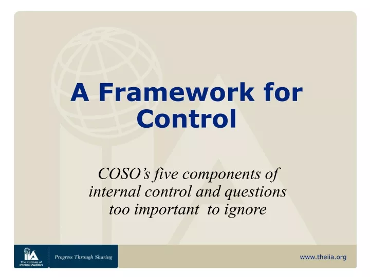 a framework for control