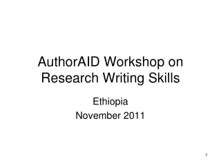 AuthorAID Workshop on Research Writing Skills