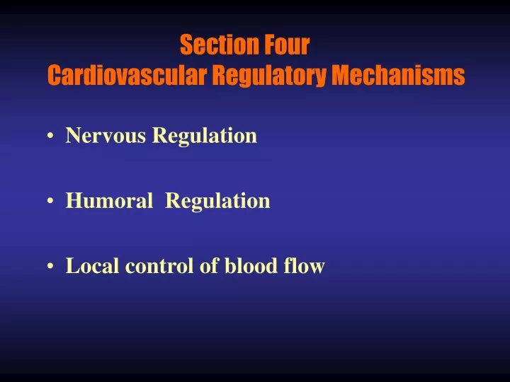 section four cardiovascular regulatory mechanisms