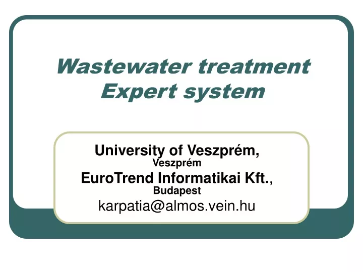 wastewater treatment expert system