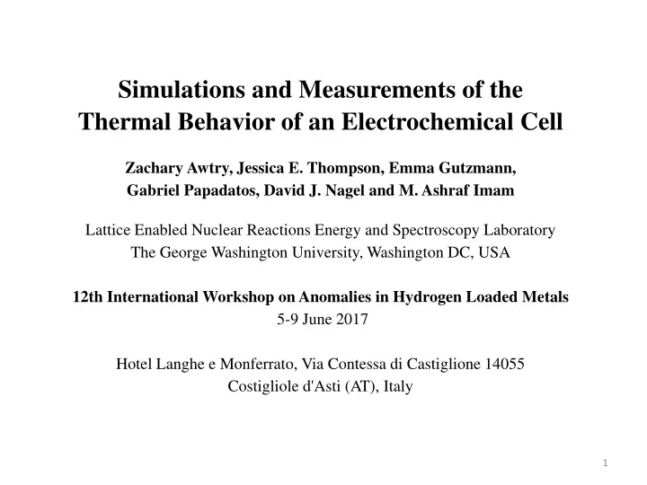 simulations and measurements of the thermal