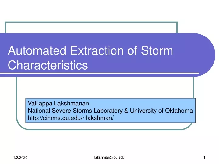 automated extraction of storm characteristics