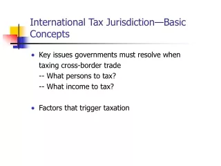 International Tax Jurisdiction—Basic Concepts