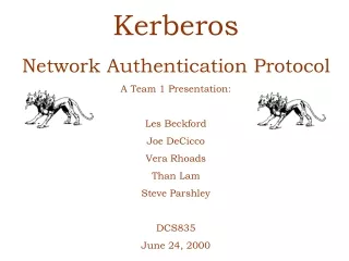 Kerberos Network Authentication Protocol A Team 1 Presentation: Les Beckford Joe DeCicco