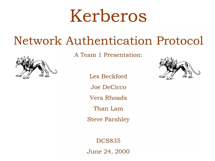 kerberos network authentication protocol a team