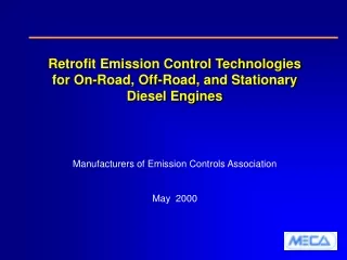 Retrofit Emission Control Technologies for On-Road, Off-Road, and Stationary Diesel Engines
