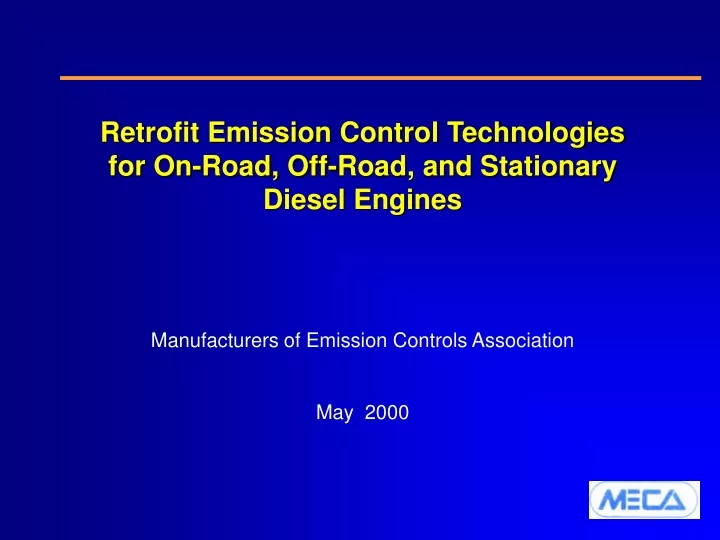 retrofit emission control technologies for on road off road and stationary diesel engines
