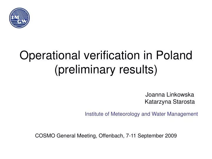 operational verification in poland preliminary results