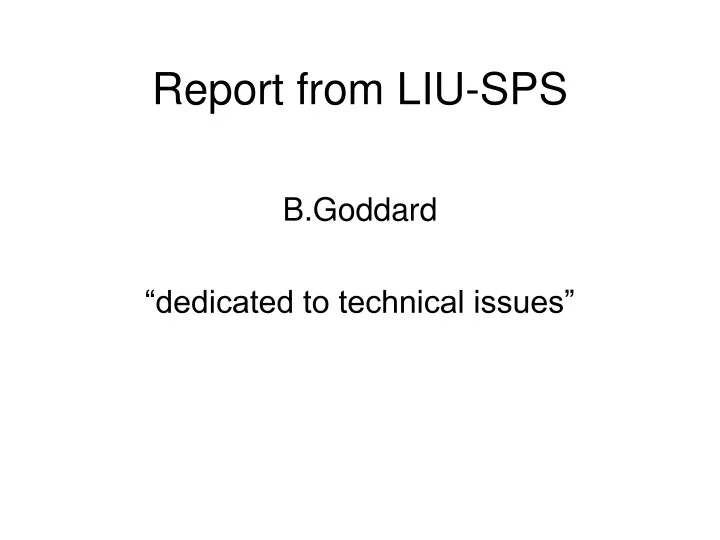 report from liu sps