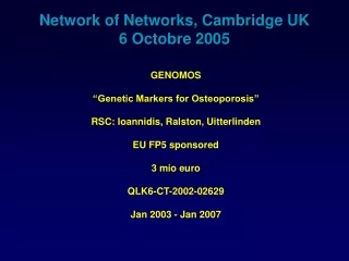 Network of Networks, Cambridge UK 6 Octobre 2005