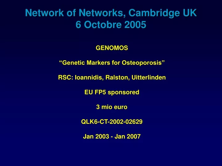 network of networks cambridge uk 6 octobre 2005