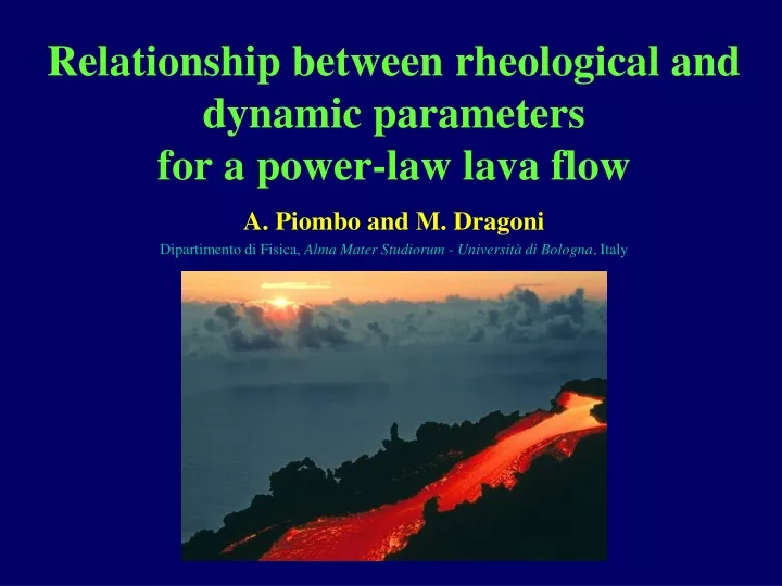 relationship between rheological and dynamic parameters for a power law lava flow