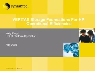 VERITAS Storage Foundations For HP: Operational Efficiencies