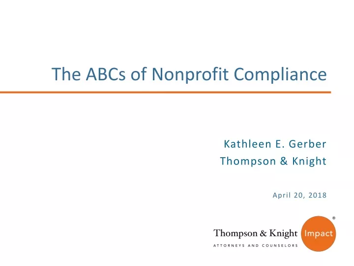 the abcs of nonprofit compliance