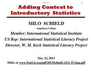 Adding Context to Introductory  Statistics