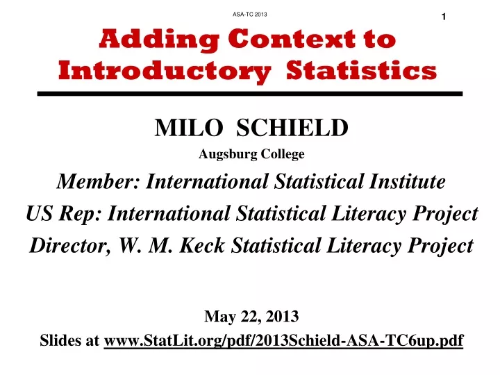 adding context to introductory statistics