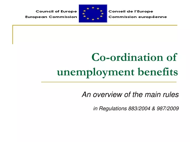 co ordination of unemployment benefits