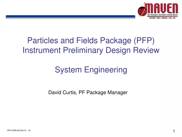 particles and fields package pfp instrument