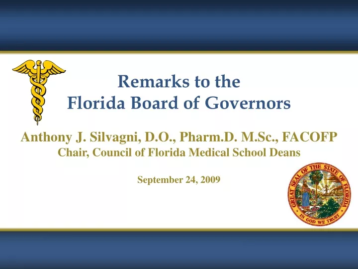 remarks to the florida board of governors anthony