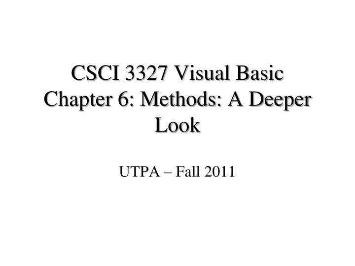 utpa fall 2011