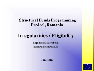 Structural Funds Programming  Predeal, Romania