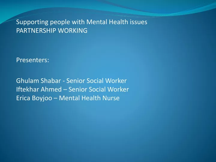 supporting people with mental health issues