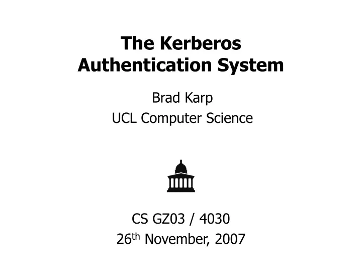 the kerberos authentication system