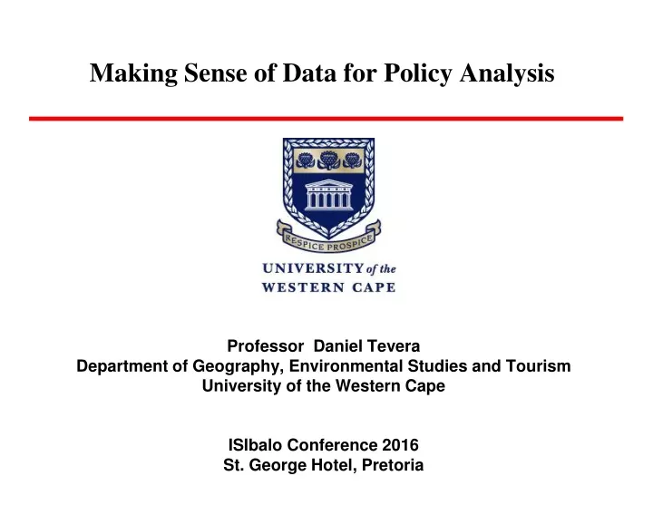 making sense of data for policy analysis